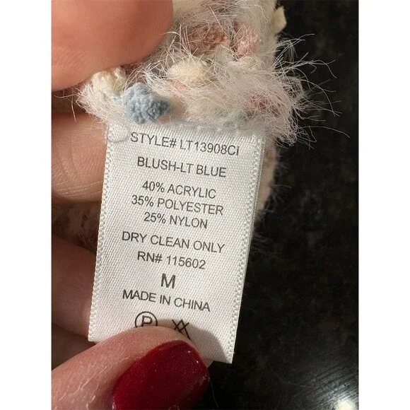 Lush Sweater Womens M Pink Ivory Pastel Speckled Crewneck Pullover Cozy - Picture 11 of 11